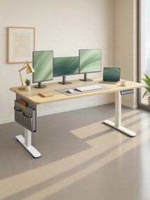 Secretária com altura ajustável 180 x 80 x (72-120) cm, função de memória carvalho dourado