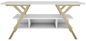 Móvel TV Minerva – Dourado e Branco – 120x35x55 cm