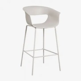 Banqueta Alta Em Polipropileno E Aço Alanys ↑75 Cm & Branco Acinzentado - Sklum