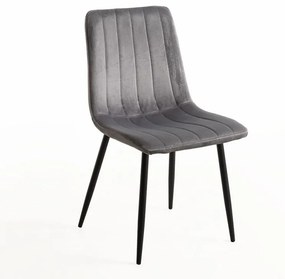 Cadeira Liny Veludo - Cinza escuro