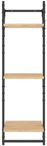 Estante 3 prateleiras + barras 2pcs 30x25x100cm carvalho sonoma