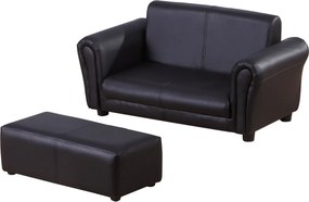 HOMCOM Poltrona infantil com pufe, sofá infantil com pufe, sofá infantil, poltrona, Preto, 83 x 42 x 41 cm | Aosom Portugal