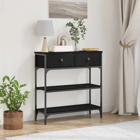 Mesa de Console vidaXL Madeira de Carvalho Preto 72,5x25x75 cm Madeira e Aço