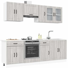 8 peças armário de cozinha conjunto Kalmar cinza sonoma