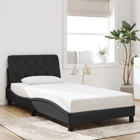 Estrutura de cama sem colchão 100x200 cm veludo preto