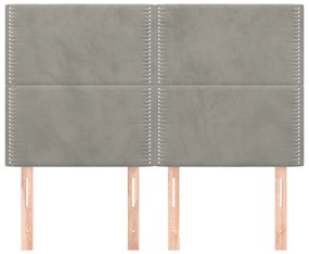 Cabeceira de cama 4 pcs veludo 72x5x78/88 cm cinzento-claro