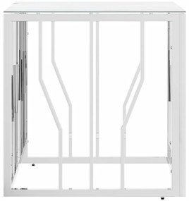 Mesa de centro 50x50x50 cm aço inoxidável e vidro prateado