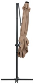Guarda-sol cantilever luzes LED/poste aço cinzento-acastanhado