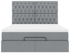 Estrutura de cama otomana com colchão 140x190 cm cinzento claro