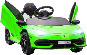 HOMCOM Carro Elétrico Infantil Lamborghini Aventador Svj 12V com Portas Asa de Gaivota e Controlo Remoto Verde | Aosom Portugal