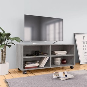 Móvel de TV com rodas 90x35x35cm derivados madeira cinza sonoma