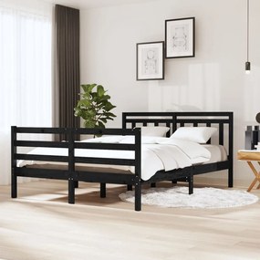 vidaXL Estrutura de cama 140x190 cm madeira maciça preto