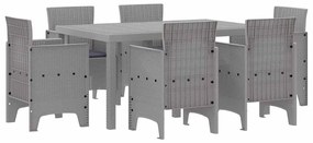 Conjunto de Jantar para Jardim 7 pcs Cinzento-claro