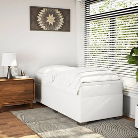 Cama com molas/colchão 90x190 cm couro artificial branco