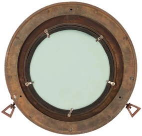 Espelho de parede estilo escotilha Ø38 cm alumínio e vidro