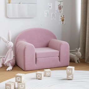 Sofá infantil de pelúcia rosa