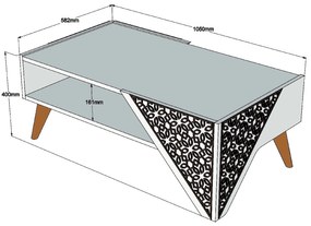 Mesa de Centro Beril – Nogueira – 105x58x40 cm