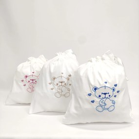 Saco Bebé Algodão Urso Corações Personalizável