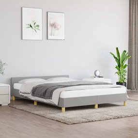 Estrutura de cama c/ cabeceira 140x190 cm tecido cinza-claro