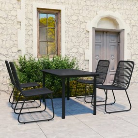 vidaXL 5 pcs conjunto de jantar para exterior vime PE e vidro