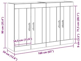 Gabinetes Suspensos 2 pcs Carvalho Preto Madeira Engenheirada