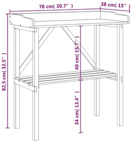 Mesa apoio p/ plantas c/ prateleira 78x38x82,5cm abeto castanho