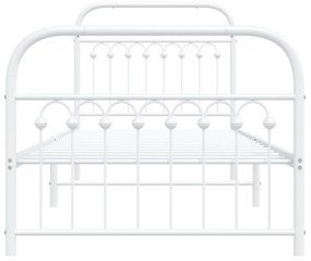 Estrutura de cama com cabeceira e pés 90x200 cm metal branco