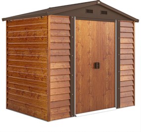 Abrigo de Jardim 3m² 152x235,7x208,7 cm Abrigo de Jardim com 2 Portas de Correr e 4 Janelas de Ventilação Madeira e Castanho