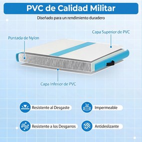 Colchão de ginástica insuflável com bomba elétrica 297 x 98 x 11 cm, saco de transporte e remendo de reparação portátil para fitness e ioga Turquesa