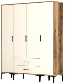 Roupeiro Kumsal STS – Nogueira e Creme – 160 cm x 47,5 cm x 201,4 cm