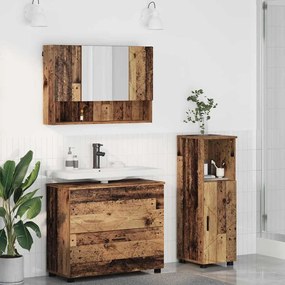 vidaXL Conjunto de Móveis para Banheiro com porta 3 pcs Madeira antiga