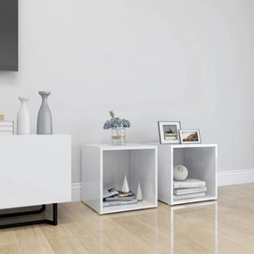 vidaXL Móveis de TV 2 pcs derivados de madeira branco brilhante