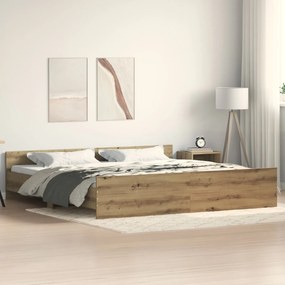 Cama vidaXL Artisan Carvalho 200x200 cm Madeira Ingenierada