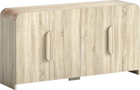 HOMCOM Credência de Cozinha com 2 Armários, Portas Soft-Close e Prateleiras Ajustáveis, 157x39x82 cm, Madeira Natural | Aosom Portugal