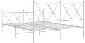 Estrutura de cama com cabeceira e pés 140x190 cm metal branco