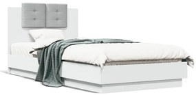 vidaXL Estrutura de cama com cabeceira e luzes LED 100x200 cm branco