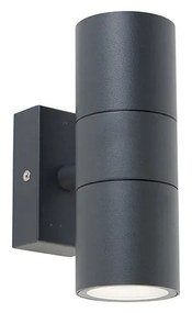 Candeeiro de parede exterior cinzento escuro 2 luzes IP44 - Duo Moderno
