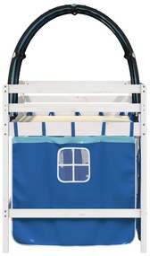 Cama alta para criança com túnel 80x200 cm pinho maciço azul