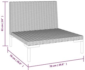 Sofás de jardim com almofadões semicircular 2 pcs vime PE