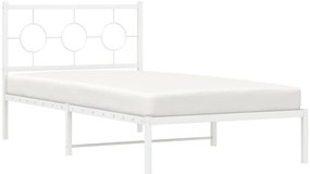 Estrutura de cama com cabeceira 100x200 cm metal branco
