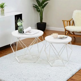 Conjunto de 2 mesas de centro com tampo de mesa amovível branco