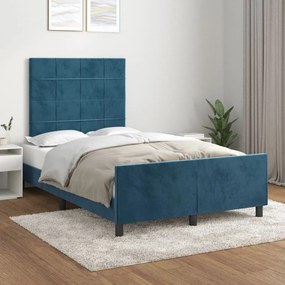 Estrutura de cama sem colchão 120x200 cm veludo azul