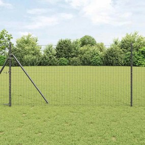 Cerca Euro com 7 postes, 1,2 x 10m, em aço galvanizado cinza