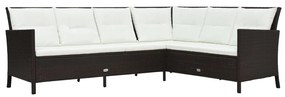 3 pcs conjunto lounge jardim c/ almofadões vime PE castanho