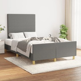 Estrutura de cama sem colchão 120x200 cm tecido cinzento-escuro