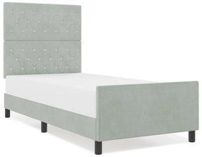 Estrutura da Cama vidaXL Cinzento claro 90x190 cm Veludo