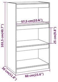 Estante/divisória 60x30x103,5 cm pinho maciço castanho mel