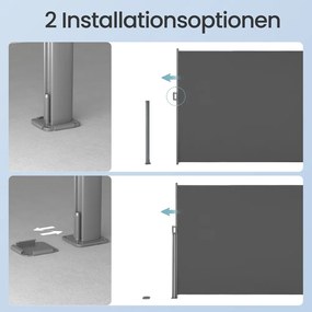 Toldo lateral, cortina lateral extensível 200,1 x 350,1 cm, proteção visual antracite