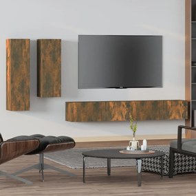 vidaXL Conjunto móveis de TV 4 pcs madeira processada carvalho fumado