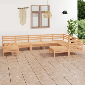 vidaXL 9 pcs conjunto lounge de jardim pinho maciço